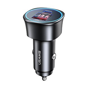 Usams Us-cc146 95w (type-c+usb) Çift Bağlantı Noktalı Hızlı Araç Şarj Soketi-gri