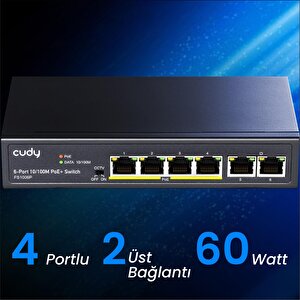 Fs1006p 250m 60w Poe+ 6 Port 10/100mbps Megabit Metal Switch