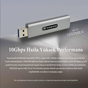Transcend Ts2tesd320a 2tb Usb 10gbps 1050/950mb/s Gizlenebilir Başlıklı Taşınabilir Metal Kasa Ssd