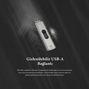 Transcend Ts2tesd320a 2tb Usb 10gbps 1050/950mb/s Gizlenebilir Başlıklı Taşınabilir Metal Kasa Ssd