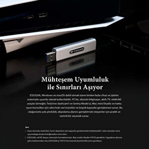 Transcend Ts2tesd320a 2tb Usb 10gbps 1050/950mb/s Gizlenebilir Başlıklı Taşınabilir Metal Kasa Ssd