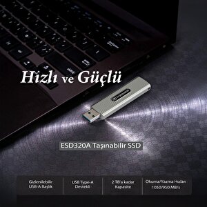 Ts1tesd320a 1tb Usb 10gbps 1050/950mb/s Gizlenebilir Başlıklı Taşınabilir Metal Kasa Ssd