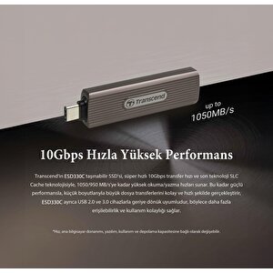 Transcend Ts2tesd330c 2tb Type-c 10gbps Gizlenebilir Başlıklı Taşınabilir Metal Kasa Ssd