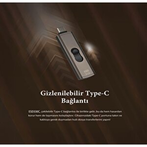 Transcend Ts2tesd330c 2tb Type-c 10gbps Gizlenebilir Başlıklı Taşınabilir Metal Kasa Ssd