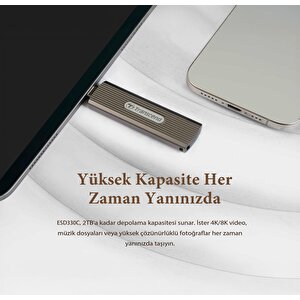 Transcend Ts2tesd330c 2tb Type-c 10gbps Gizlenebilir Başlıklı Taşınabilir Metal Kasa Ssd