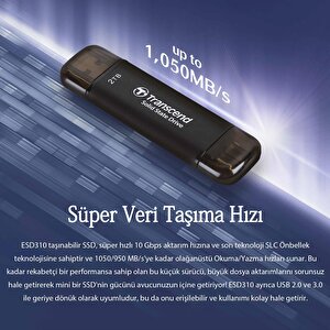 Transcend Ts2tesd310c 2tb Usb/type-c 10gbps Taşınabilir Harici Ssd - Siyah
