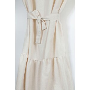 Naturel Fırfırlı Perde Farbalı Vintage Tek Kanat Krem 150x200 cm