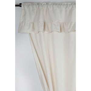 Naturel Fırfırlı Perde Farbalı Vintage Tek Kanat Krem