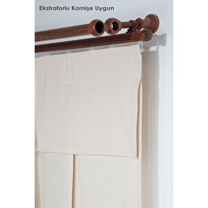 Naturel Fırfırlı Perde Farbalı Vintage Tek Kanat Krem