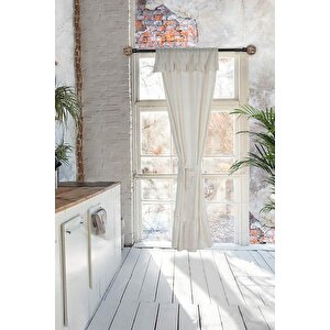 Naturel Fırfırlı Perde Farbalı Vintage Tek Kanat Krem