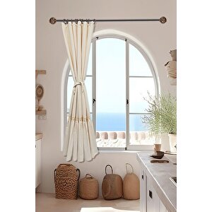 Naturel Fırfırlı Dantelli Perde Vintage 140x170 cm