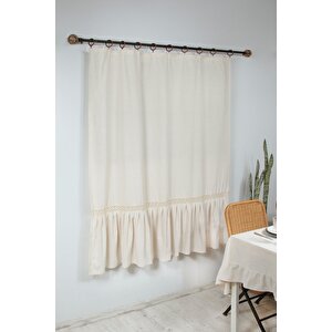 Naturel Fırfırlı Dantelli Perde Vintage 80x170 cm