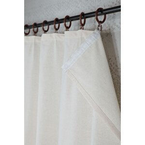 Naturel Fırfırlı Dantelli Perde Vintage