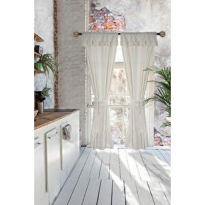 Naturel Fırfırlı Perde Farbalı Vintage Çift Kanat Krem