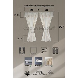 Naturel Fırfırlı Perde Farbalı Vintage Çift Kanat Krem 100x200 cm