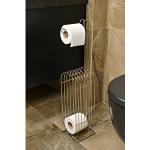 Parlak Silver Yedekli Wc Tuvalet Kağıtlığı Rulo Standı Banyo Organizer Dispenser Paslanmaz Metal
