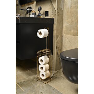 Altın Yedekli Oval Köşeli Dik Wc Tuvalet Kağıtlık /düzenleyici / Dispenser / Metal /paslanmaz/askı