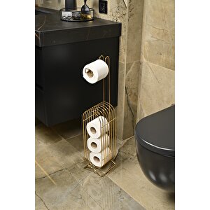 Altın Yedekli Oval Köşeli Dik Wc Tuvalet Kağıtlık /düzenleyici / Dispenser / Metal /paslanmaz/askı