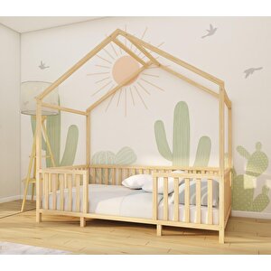 Ripon - Montessori Çatılı Ayaklı Ahşap Yatak 60 cm 180x80 cm