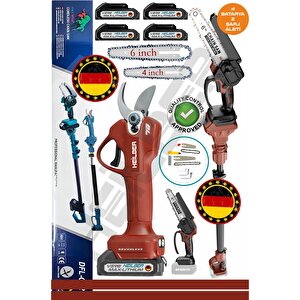 +4 Akülü Ba01061k V598/21v Şarjli 15cm Budama Testeresi̇ Ve 30mm Bağ Makasi Budama Makasi , Dal Budama Kesme Biçki Maki̇nesi̇