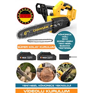 Alman Ba01063s V598/21v 6'' 15cm Kömürsüz Yeni̇ Nesi̇l Şarjli Zi̇nci̇rli̇ Budama Testeresi̇ Ve Ağaç Kesme Maki̇nesi̇
