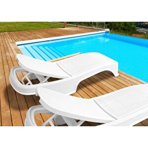 Sy2536 Beyaz Brezza Royal Rattan Lüks Şezlong