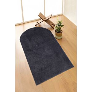 Yıkanabilir Peluş Seccade Overloklu Namazlık Antrasit 70x120 cm