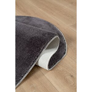 Yıkanabilir Peluş Seccade Overloklu Namazlık Antrasit 70x120 cm