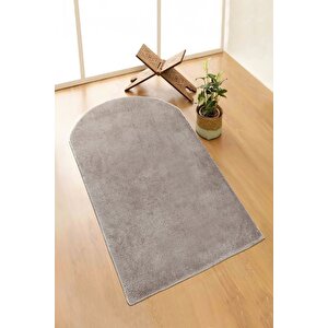 Yıkanabilir Peluş Seccade Overloklu Namazlık Kahverengi 70x120 cm