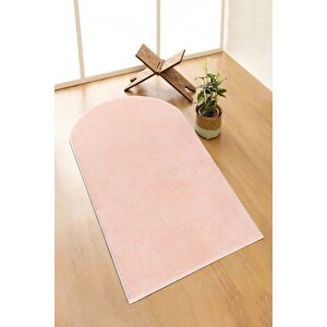 Yıkanabilir Peluş Seccade Overloklu Namazlık Pembe 60x100 cm