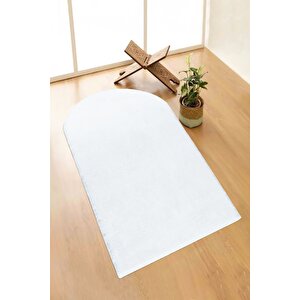 Yıkanabilir Peluş Seccade Overloklu Namazlık Beyaz 70x120 cm