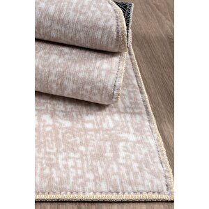 Yıkanabilir Kaymaz Tabanlı Briella Kesme Rulo Halı Seccade Krem-bej 70x120 cm