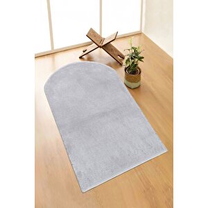 Yıkanabilir Peluş Seccade Overloklu Namazlık Gri 60x100 cm
