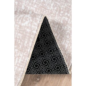 Yıkanabilir Kaymaz Tabanlı Briella Kesme Rulo Halı Seccade Krem-bej 60x100 cm