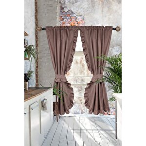 Poli Perde Çift Kanat Dikey Fırfırlı 100x140 cm