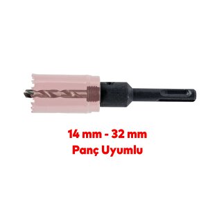 Metal Sds Plus Panç Adaptörü 14x32 Mm Delik Oyuk Açma Delme No:2 Bi Metal Matkap Uyumlu