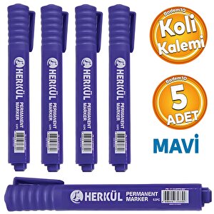 Kalıcı Koli Kalemi Mavi Kalem Metal Plastik Cam Çuval Folyo Karton Kağıt Suya Dayanıklı 5 Adet