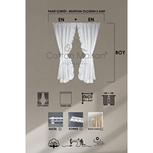 Poli Perde Çift Kanat Dikey Fırfırlı 120x220 cm