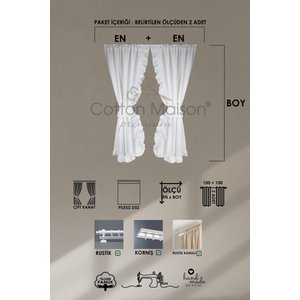 Poli Perde Çift Kanat Dikey Fırfırlı 140x260 cm