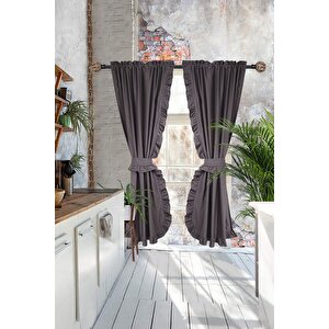 Poli Perde Çift Kanat Dikey Fırfırlı 100x200 cm