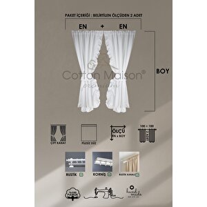 Poli Perde Çift Kanat Dikey Fırfırlı 100x220 cm
