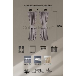 Poli Perde Çift Kanat Dikey Fırfırlı 80x140 cm