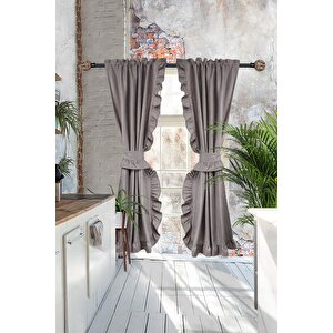 Poli Perde Çift Kanat Dikey Fırfırlı 140x140 cm