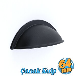Midye Çanak Tas 64 Mm Düğme Siyah Mobilya Mutfak Dolabı Çekmece Dolap Kulpları Kulpu Kulb