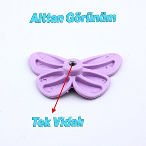 Plastik Kelebek Kulp Lila Mobilya Çoçuk Odası Kız Erkek Dolap Kapak Kulpu Çekmece Kulbu 1 Adet