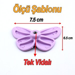 Plastik Kelebek Kulp Lila Mobilya Çoçuk Odası Kız Erkek Dolap Kapak Kulpu Çekmece Kulbu 1 Adet