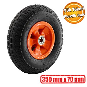 El Arabası Yük Taşıma Tekeri Siboplu Bilyeli Rulmanlı Şişme Havalı 350x70 Mm Plastik Jant Tekerlek