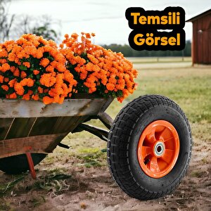 El Arabası Yük Taşıma Tekeri Siboplu Bilyeli Rulmanlı Şişme Havalı 350x70 Mm Plastik Jant Tekerlek