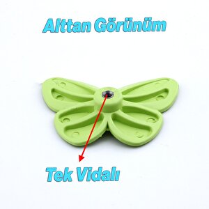 Plastik Kelebek Kulp Yeşil Mobilya Çoçuk Odası Kız Erkek Dolap Kapak Kulpu Çekmece Kulbu 1 Adet