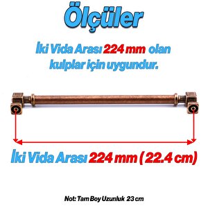 Talas Antik Bakır Metal 224 Mm Eskitme Mobilya Mutfak Çekmece Dolap Kulpu Kulbu Kulpları 22.4 Cm